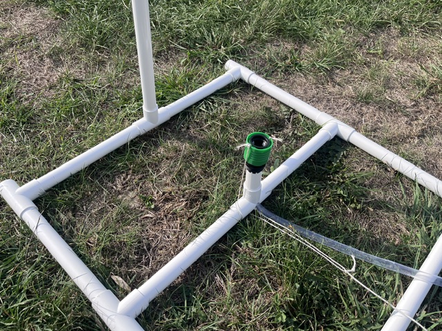 Water rocket mounted on the launch base