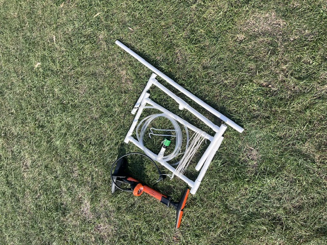 Water rocket launch base on the field